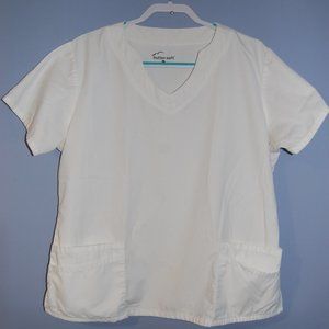 Buttersoft, white scrub top